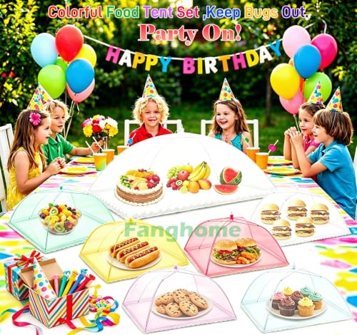 Food Covers for Outside Mesh (1 Pack 40"X24" + 6 Pack Colorful 17"X17")