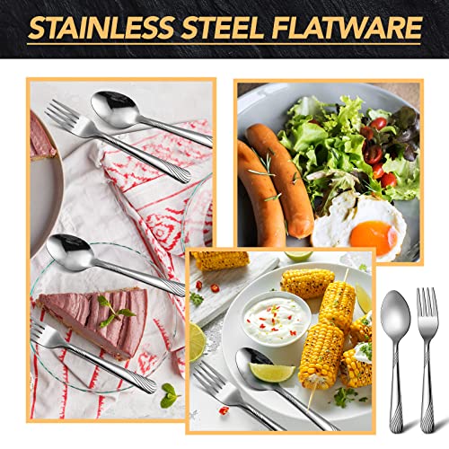 200 Pcs Dinner Forks and Spoons Silverware Set