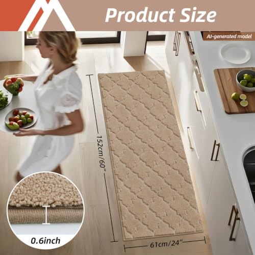 Kitchen Rugs Non Slip Washable 24"x60" (14.4 Sq Ft)