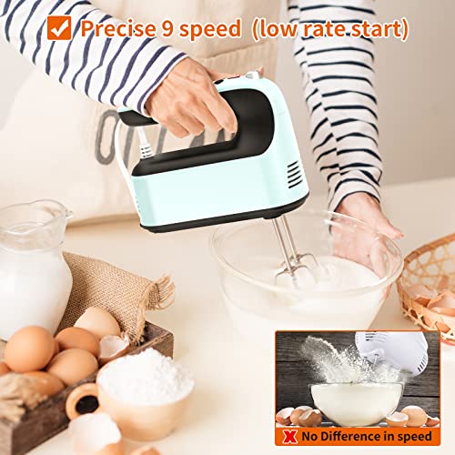 9 Speed Digital Hand Mixer Electric (Ice Blue/Black)