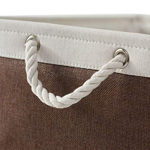 Large Storage Baskets for Shelves (White&Flaxen / Large (Pack of 3))