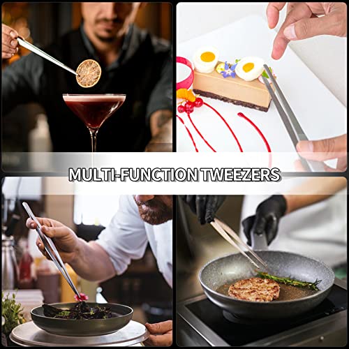 Stainless Steel Food Tweezers Multi (12" Round & 12" Pointed Tweezers - 2 Piece Set)