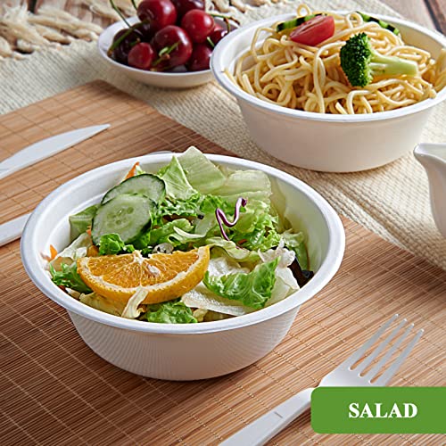 180 Pack 16 OZ Compostable Paper Bowls (16 OZ White)