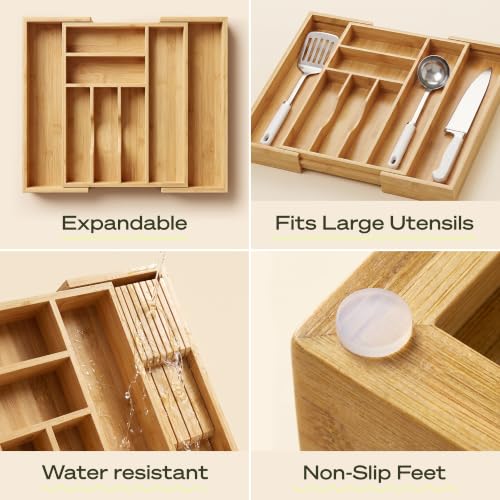 Drawer Organizer for Kitchen Organization (Natural / 8 Slot)