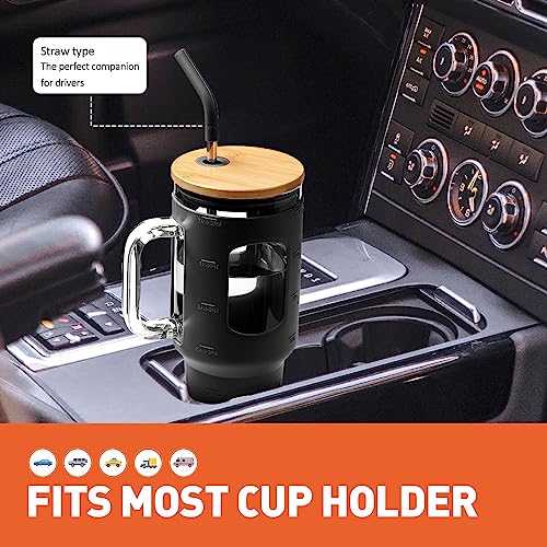 Glass Tumbler with Straw and Lid (Black / 40 Ounces)