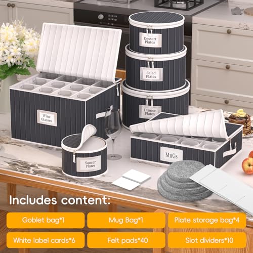 Fine China Storage Containers (Gray01 / 6 Pack China Storage Containers Set (Gray）)