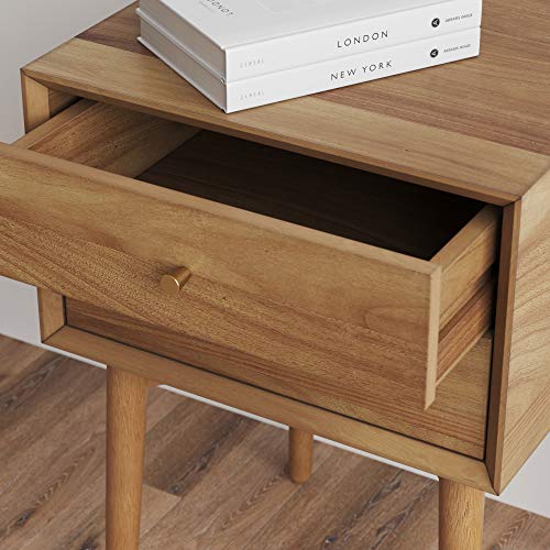 Harper Modern Nightstand Side Accent or End Table with Storage Drawer (Oak Brown / Set of 2)