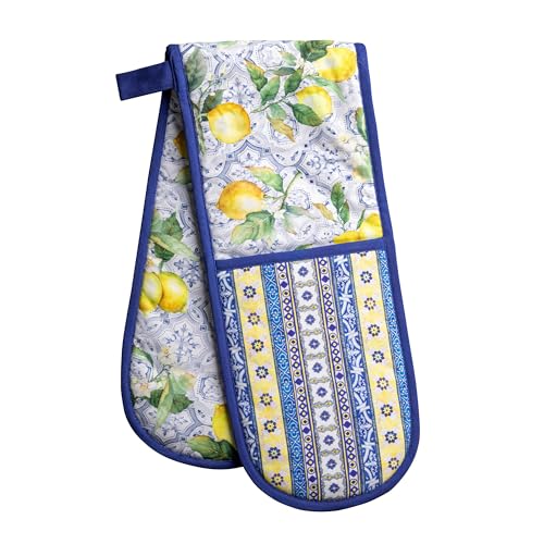 Double Oven Mitts 100% Cotton Double Oven Glove (030 - Citrus / 7" x 35" (Double Oven Mitt))
