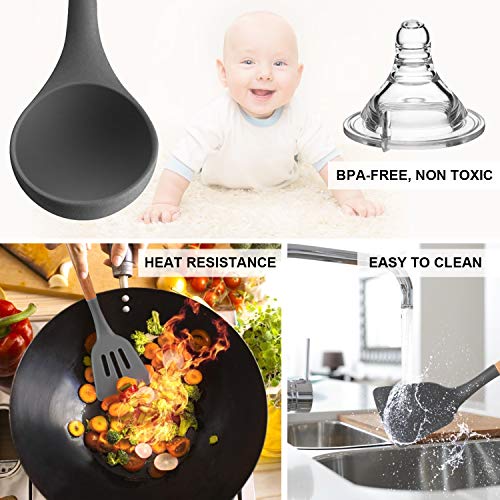 Silicone Cooking Kitchen Utensils Set (Gray)