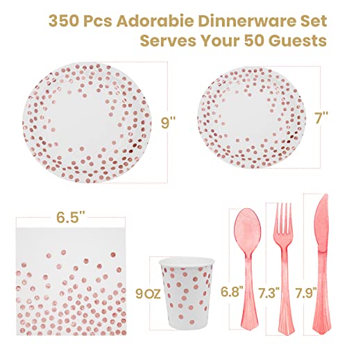 Rose Gold Paper Plates Set (50 Count)