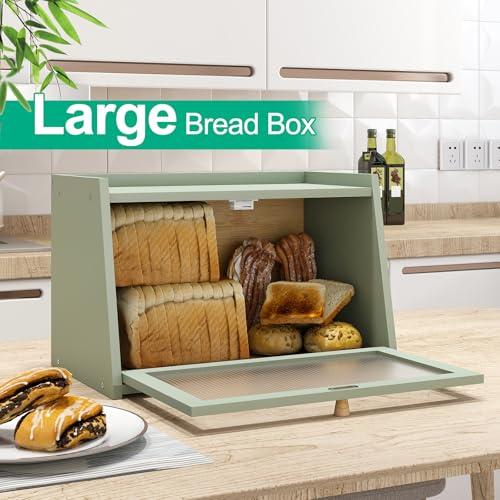 Green Bread Box for Kitchen Counter (Green / Medium-1_Tier)