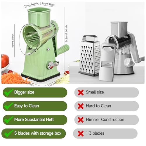 Xilrvna RotaryCheeseGrater (5 Knife Retro Kitchen / lightgreen)