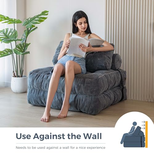 Folding Sofa Bed (Dark Grey / Single)