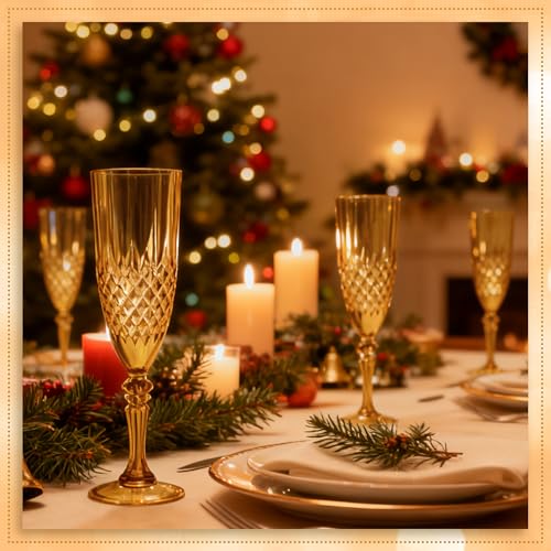 24 Pack Plastic Champagne Flutes (Amber)