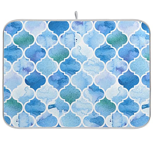 Super Absorbent Dish Drying Mat (Watercolour Moroccan Background / 18" x 24")