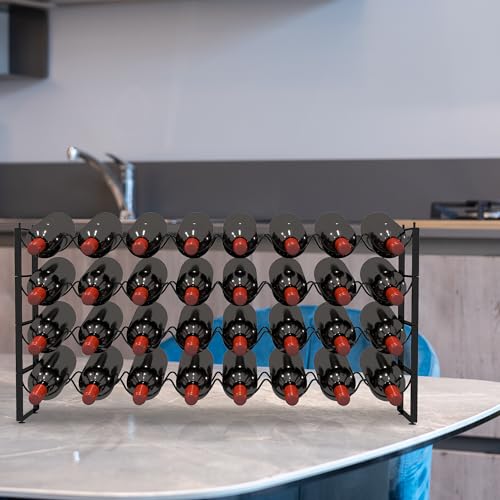 4 Tier Wine Rack (Black / 32-Bottle)