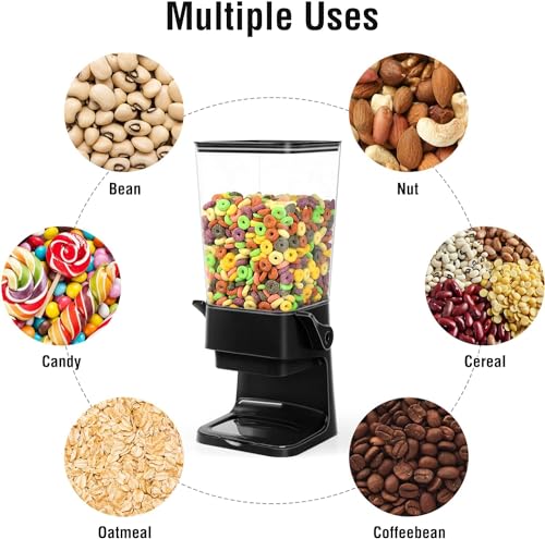 Cereal Dispenser Countertop Large Cereal Containers Storage Black (K:Black & 3pack / A(Upgrade Materials))