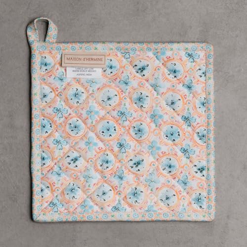 Pot Holders 100% Cotton Potholders (039 - Summer Whisper / 8" x 8" (Pot Holder Pack of 1))