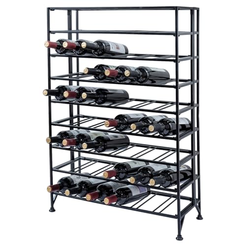 9 Tier Gray Metal Freestanding Wine Rack Holds 54 Bottles (Black)