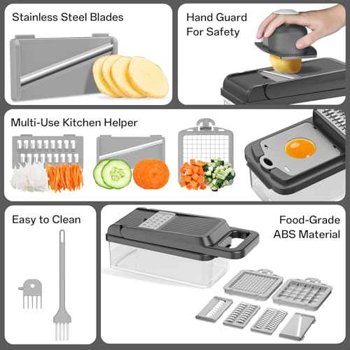 Veggie Chopper Vegetable Cutter (Gray / 7 blades)