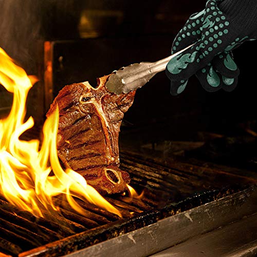 BBQ Gloves 1472 Degree F Heat Resistant Grilling Gloves Silicone Non (long / Green)