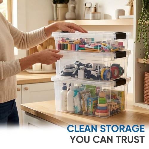 Clear Plastic Storage Bins with Lid (4.5 Quart)