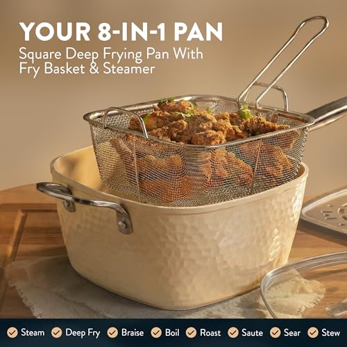 HAMMERED 20 Pc Ceramic Cookware Set (Cream)