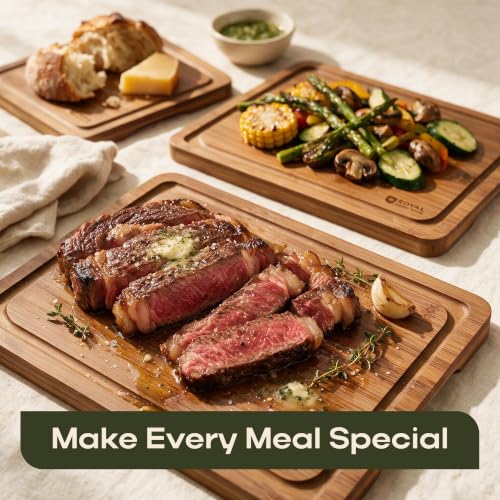 Wooden Cutting Boards for Kitchen Meal Prep & Serving (3-Piece / Carbonized)