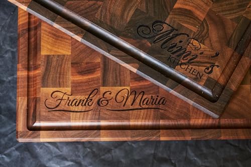 Personalized End Grain Walnut Cutting Board (24x18x2 Inches)