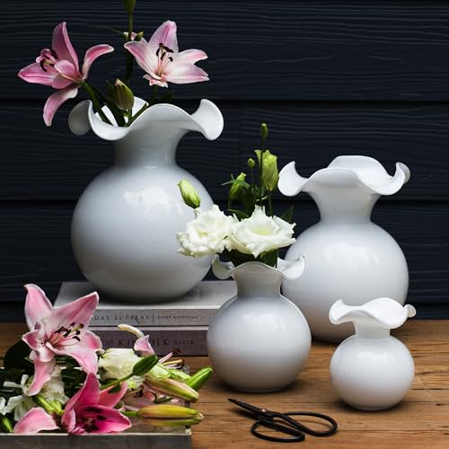 Hibiscus Glass White Bud Vase (Bud / White)