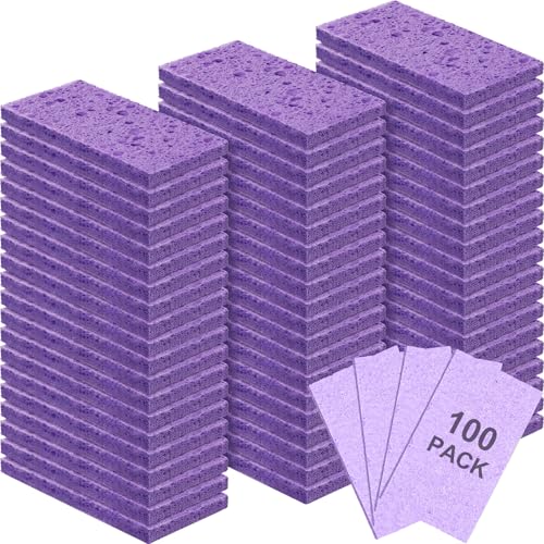 100 Pcs Sponges Bulk Sponges Kitchen Compressed Sponge (Purple)