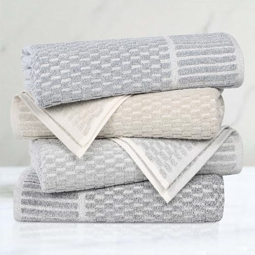 Juno Viscose Cotton Blend Medium Weight Towels (12 Piece Towel Set / Platinum)