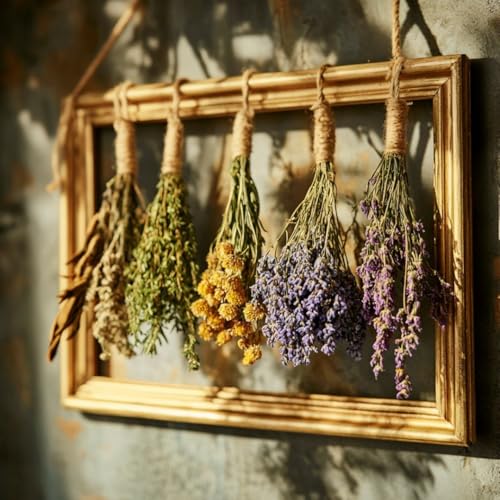 Boho Farmhouse Herb & Flower Drying Rack (Photo Frame Flower Decorative Stand)