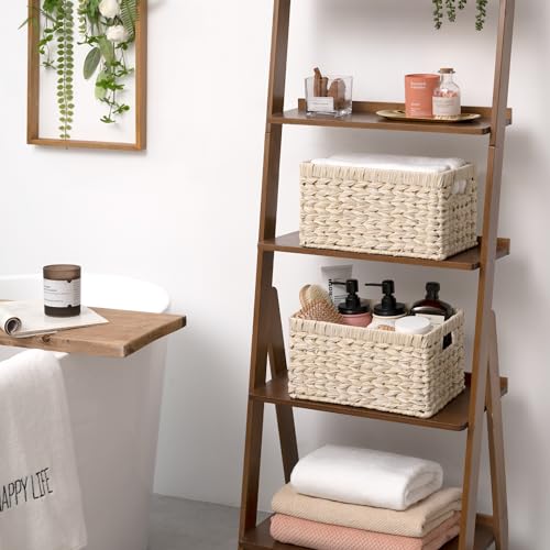 White Wicker Baskets for Storage (Butter Milk / 13"L x 8¼"W x 7"H)