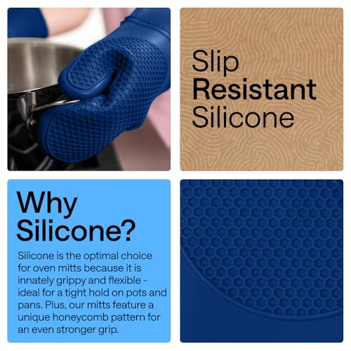 Silicone Oven Mitts (Blue / 12.5" Oven Mitts)