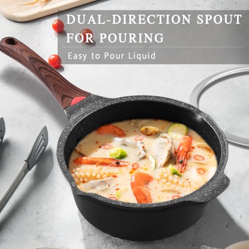 4QT Nonstick Stockpot with Lid (Black / 4 Quarts)