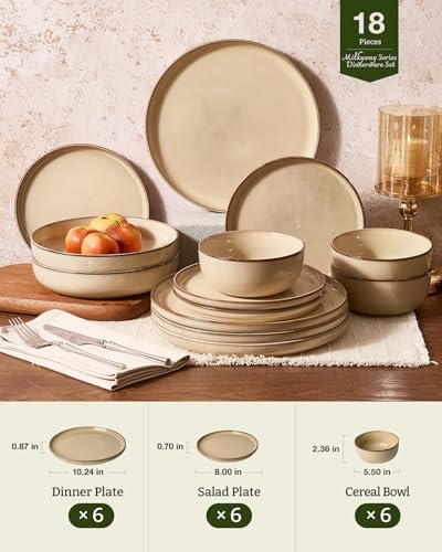Milkyway 18 Piece Stoneware Dinnerware Set (Milk Tea / Service for 6 (Standard Dinner Set))