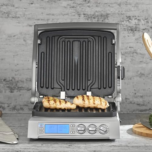 6-in-1 Elite Griddler, Electric Grill, Griddle & Top Melt, 500°F Temperature Sear Function, LCD Screen, Dishwasher-Safe Cooking Plates, GR-300NAS, Stainless Steel (New Elite)