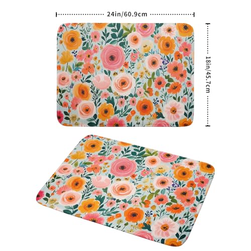 Watercolor Flower Dish Drying Mat (Spring Flowers / 24" x 18")