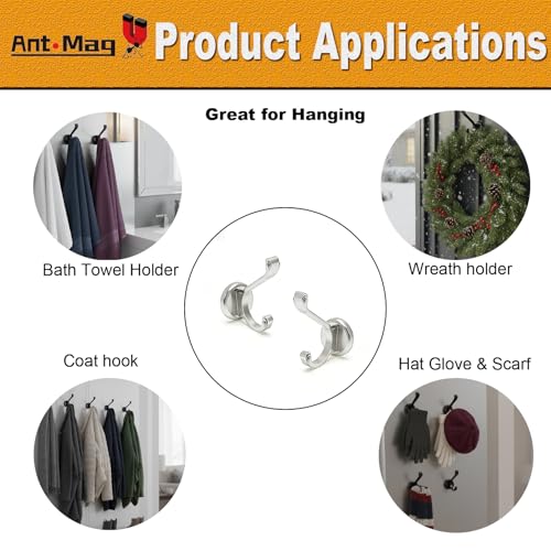 Magnetic Hooks Heavy Duty 140LBS (Silver / Small-2 Pack)