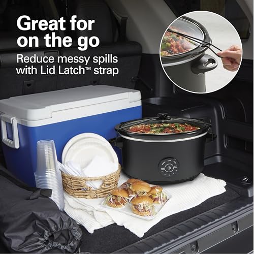 7 Quart Set & Forget Portable Programmable Slow Cooker (7 Quarts, 15 Cooking Options, Lid Latch, Black)