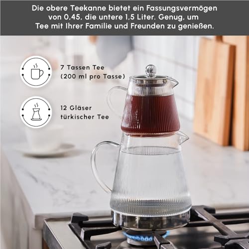 Keops Turkish Small Teapot with Infuser and Lid (Medium / Crystal Clear)