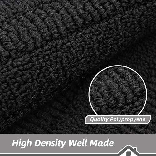 2 Pack 30x18 in Kitchen Rugs Non Slip Washable Sink Rug Set (18" x 30" + 18" x 30" / Black)
