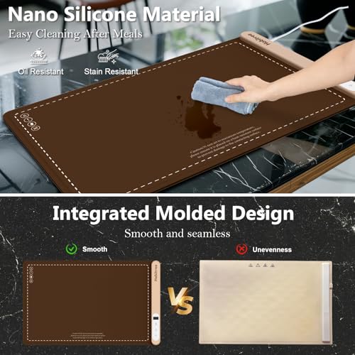 3 Pack Silicone Food Warming Mat & Food Warmers for Parties Buffet (Large 3pack / Brown)