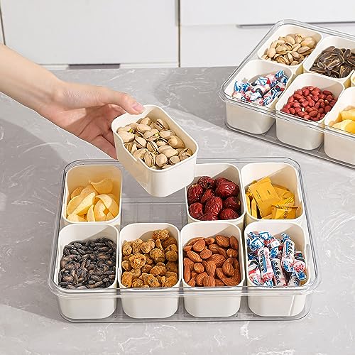 Snackle Box Snack Container Tray with Lid (8 Compartments / White)