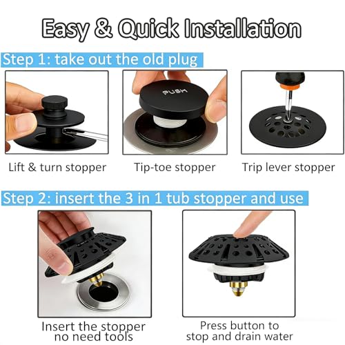 Bathtub Drain Stopper (Matte Black)