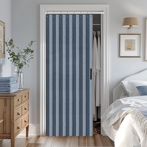 Accordian Style Door Curtains for Bedroom (Blue / 39"W x 78"L (Pack of 1))