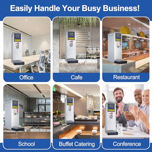 Hot Water Dispenser Commercial Water Boiler Countertop Hot Water Machine Stainless Steel Step (Silver 30Liter/H)