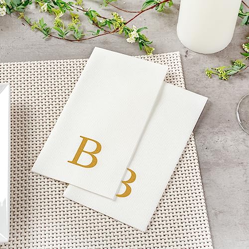 Paper Rectangle Gold Letter B Linen (Gold / 2000 Count / B)