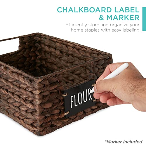 Set of 4 9x12in Water Hyacinth Pantry Baskets (9x12x5in / Brown)